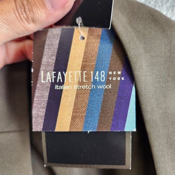 Lafayette 148 Pants Womens 10 Brown Menswear Fit Virgin Italian Stretch Wool - Picture 13 of 16